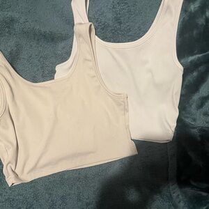 Women's White and Cream Tank Tops